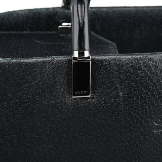 Gucci Black Leather Bamboo 2-Way Tote Bag