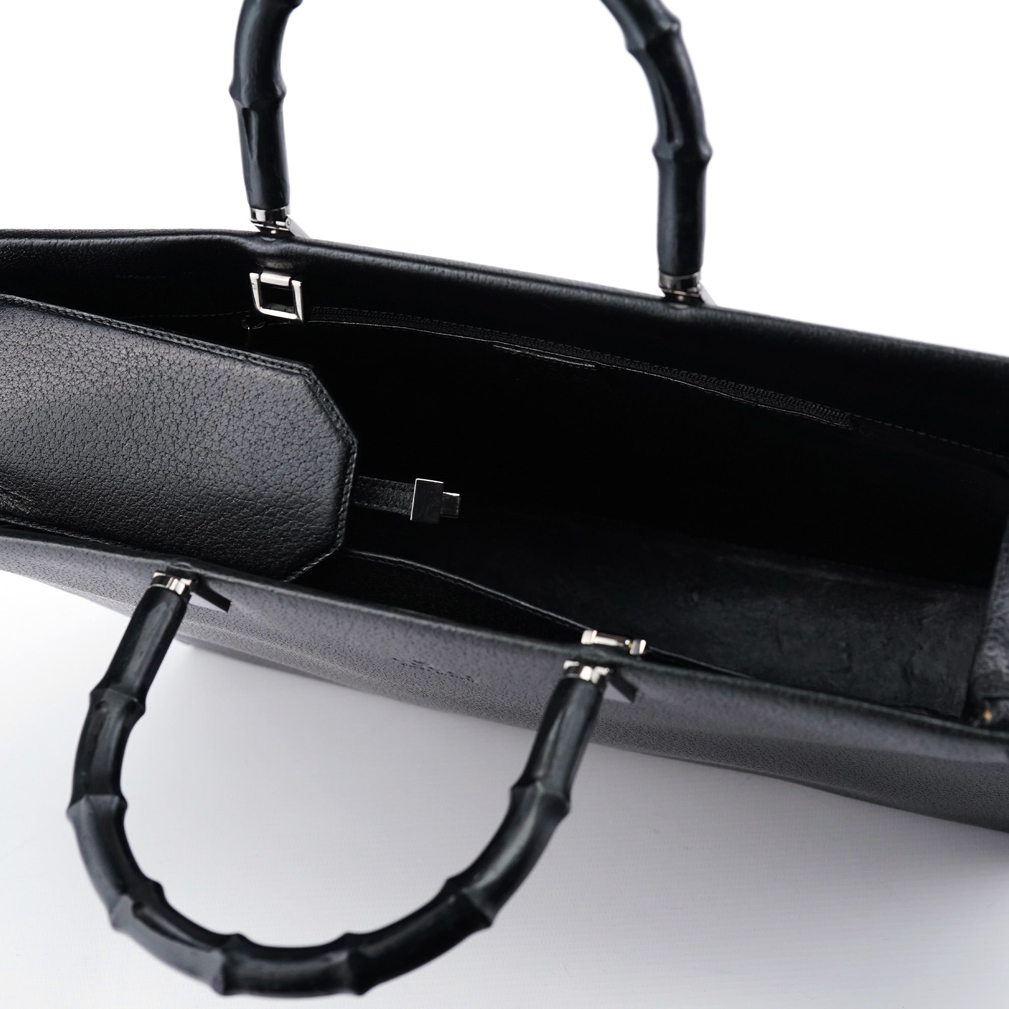 Gucci Sac cabas Bamboo deux portés en cuir noir