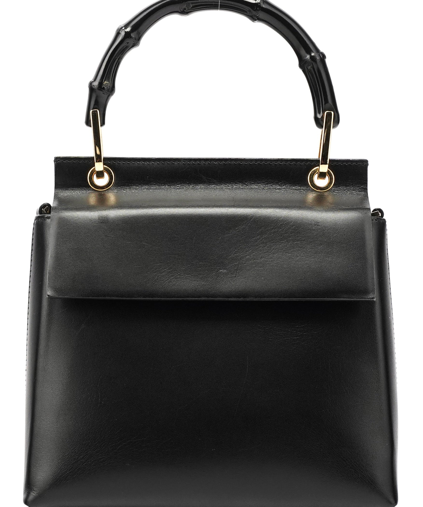 Gucci Black Leather Bamboo Flap Bag