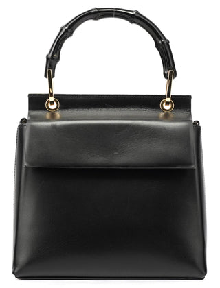 Gucci Black Leather Bamboo Flap Bag