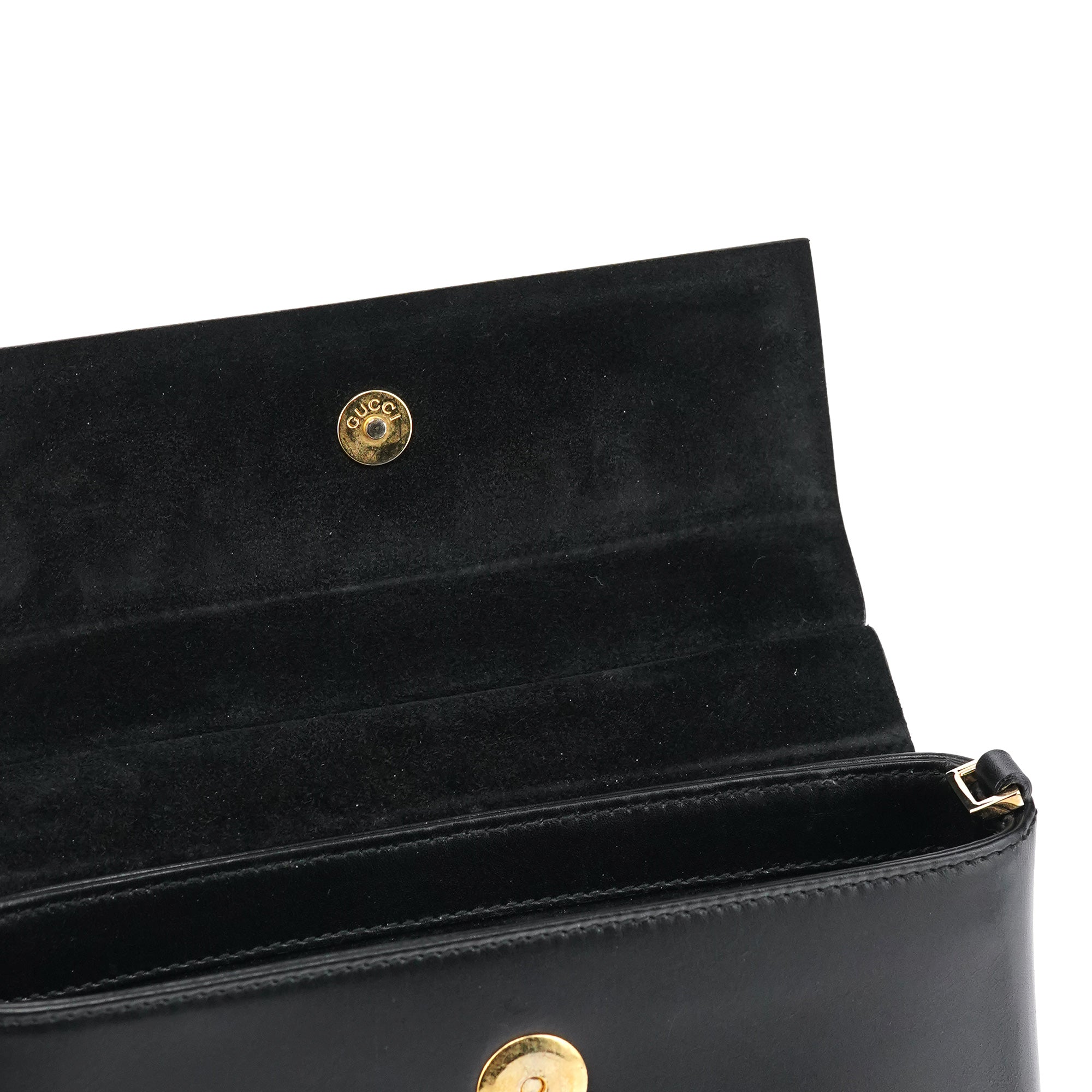 Gucci Black Leather Bamboo Flap Bag