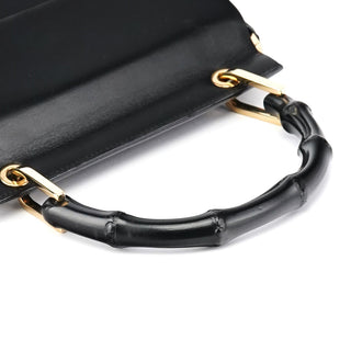Gucci Black Leather Bamboo Flap Bag