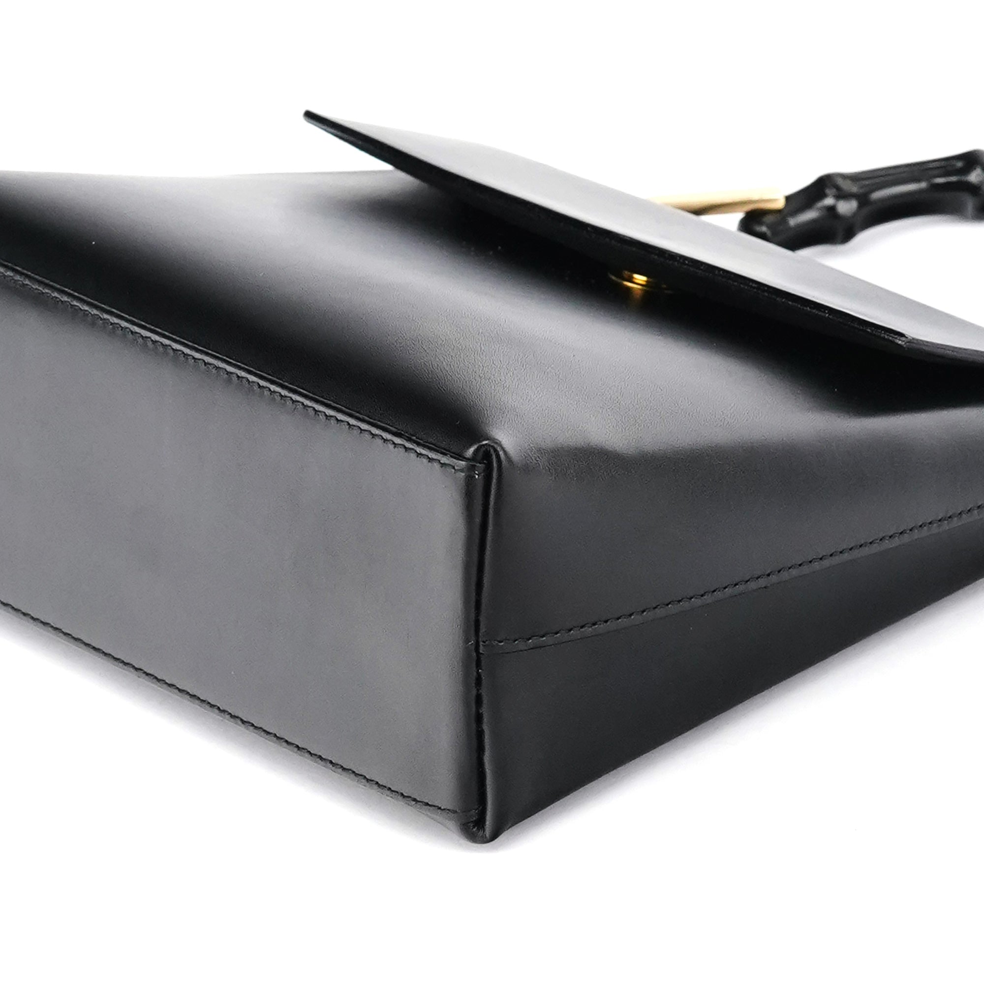 Gucci Black Leather Bamboo Flap Bag