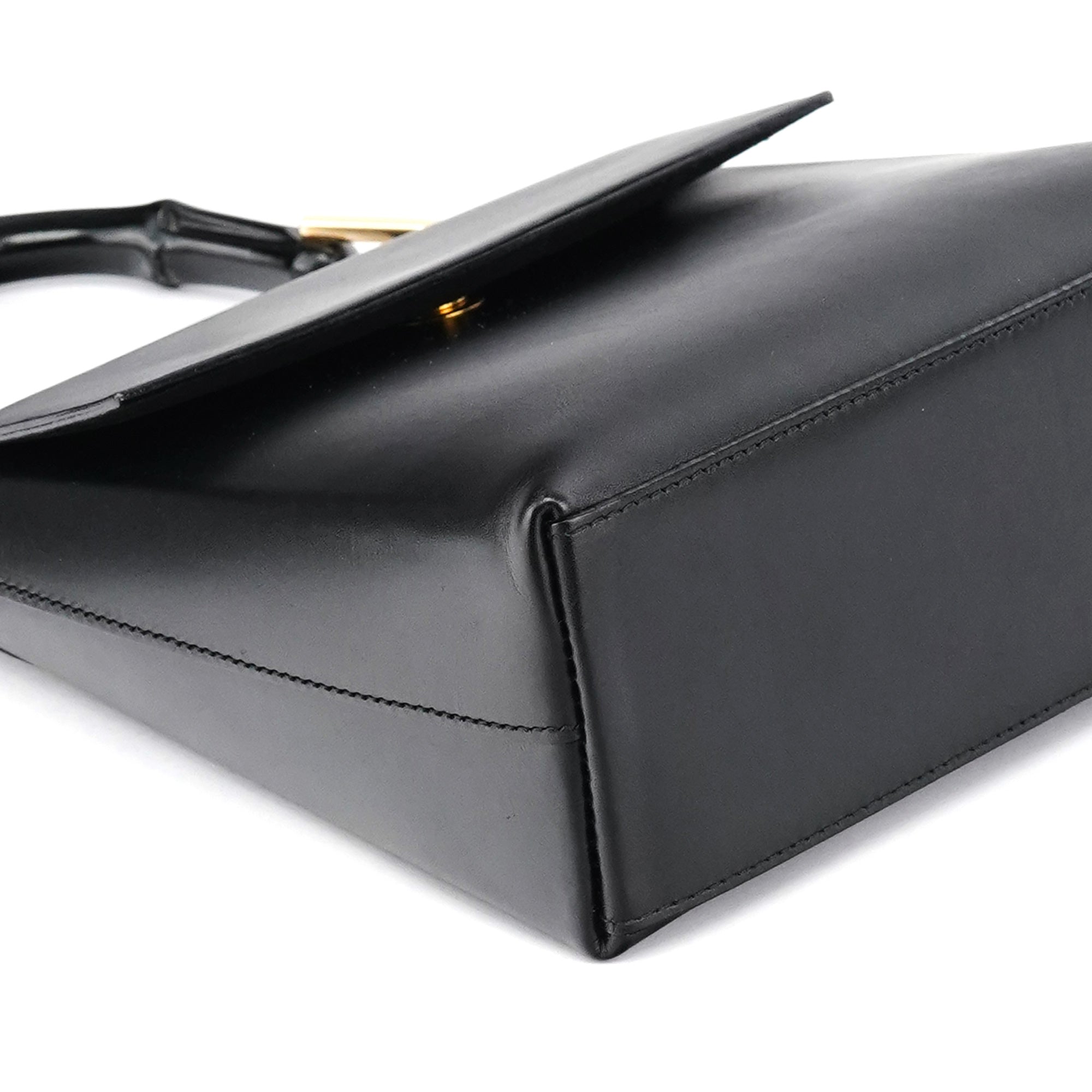 Gucci Black Leather Bamboo Flap Bag