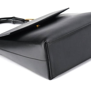 Gucci Black Leather Bamboo Flap Bag