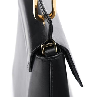 Gucci Black Leather Bamboo Flap Bag