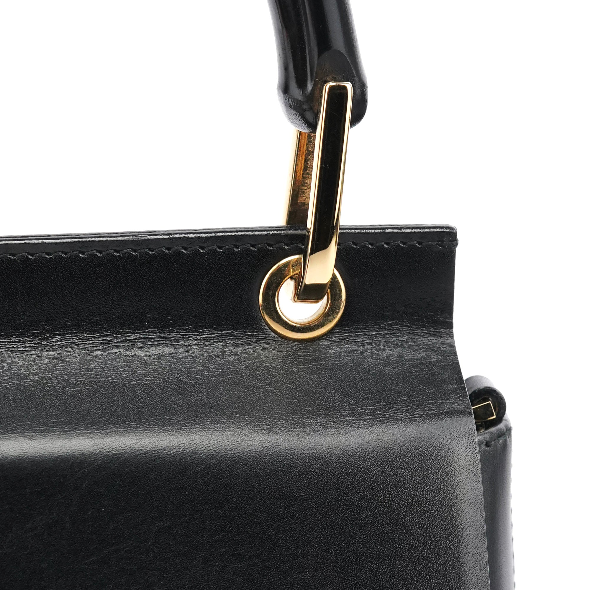Gucci Black Leather Bamboo Flap Bag