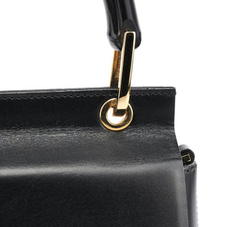 Gucci Black Leather Bamboo Flap Bag