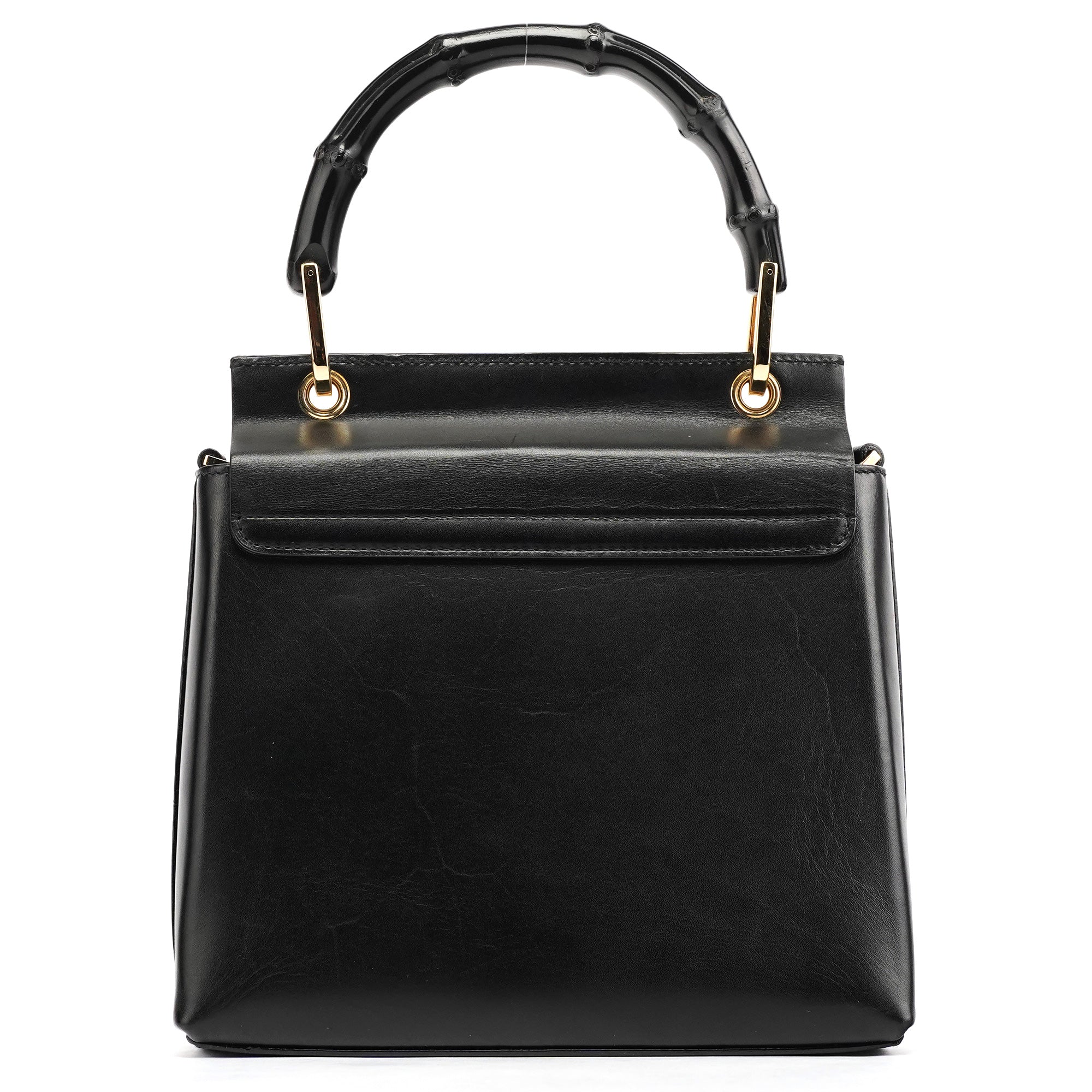 Gucci Black Leather Bamboo Flap Bag