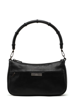 Gucci Black Leather Bamboo Hobo Bag