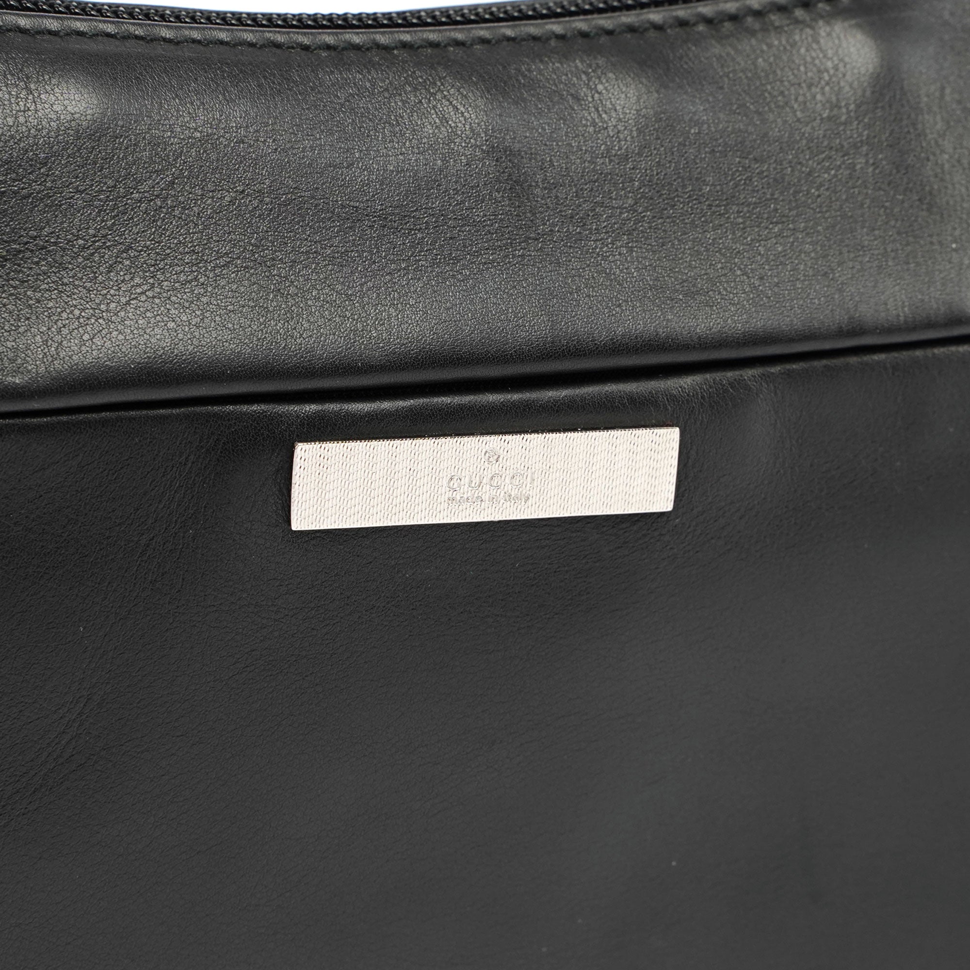 Gucci Black Leather Bamboo Hobo Bag