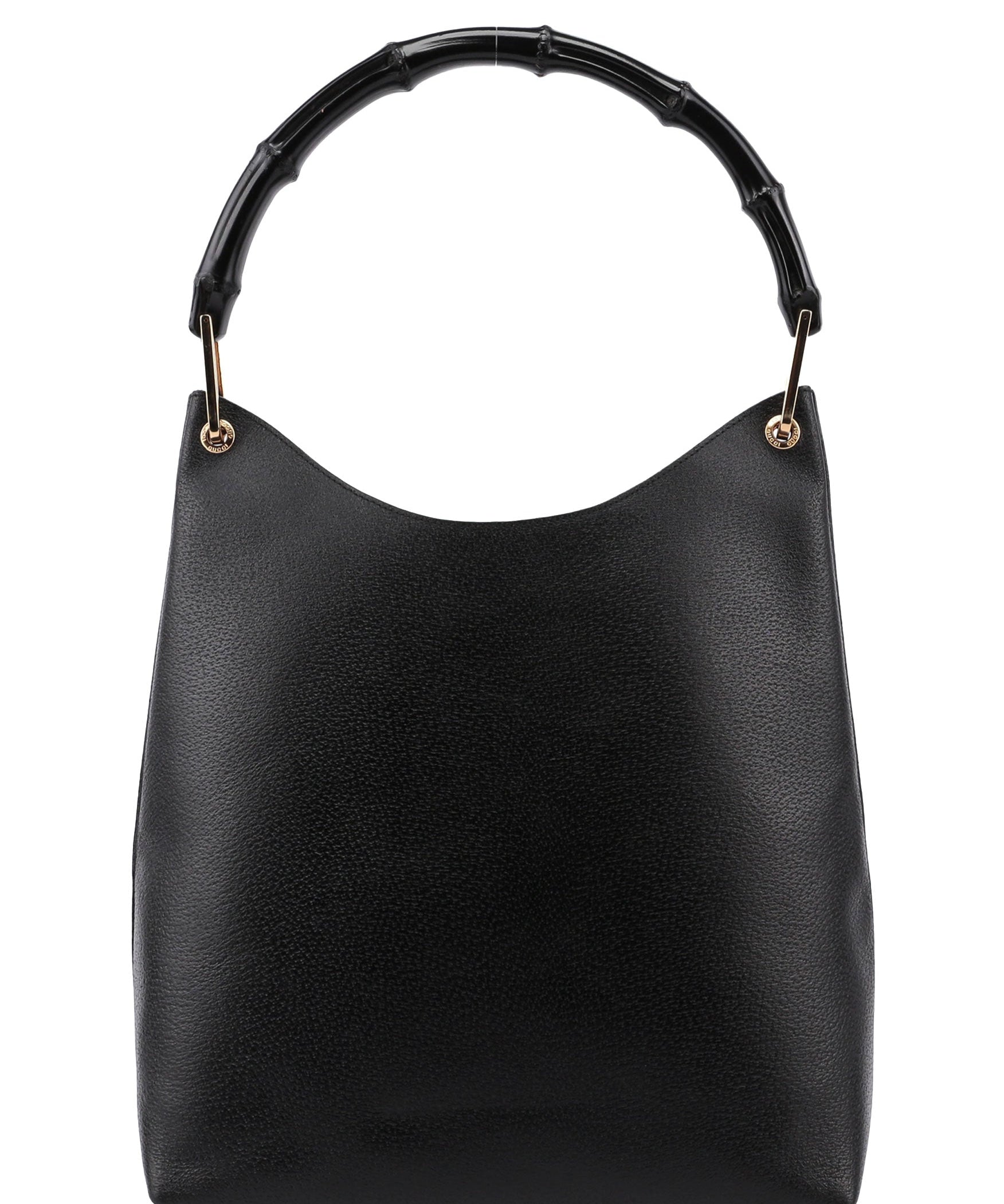 Gucci Black Leather Bamboo Hobo Bag