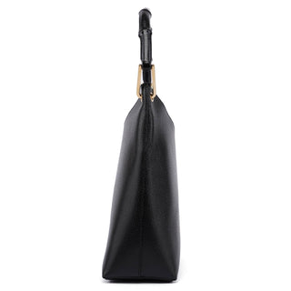 Gucci Black Leather Bamboo Hobo Shoulder Bag