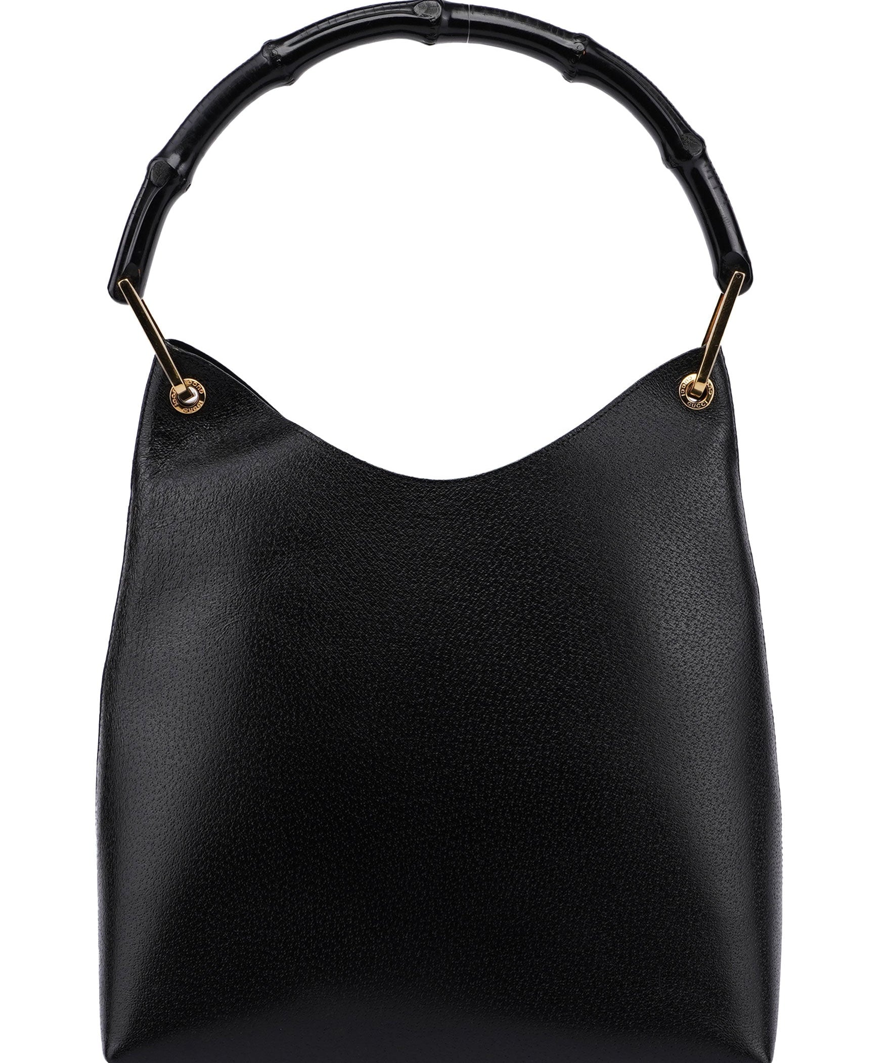 Gucci Black Leather Bamboo Hobo Shoulder Bag