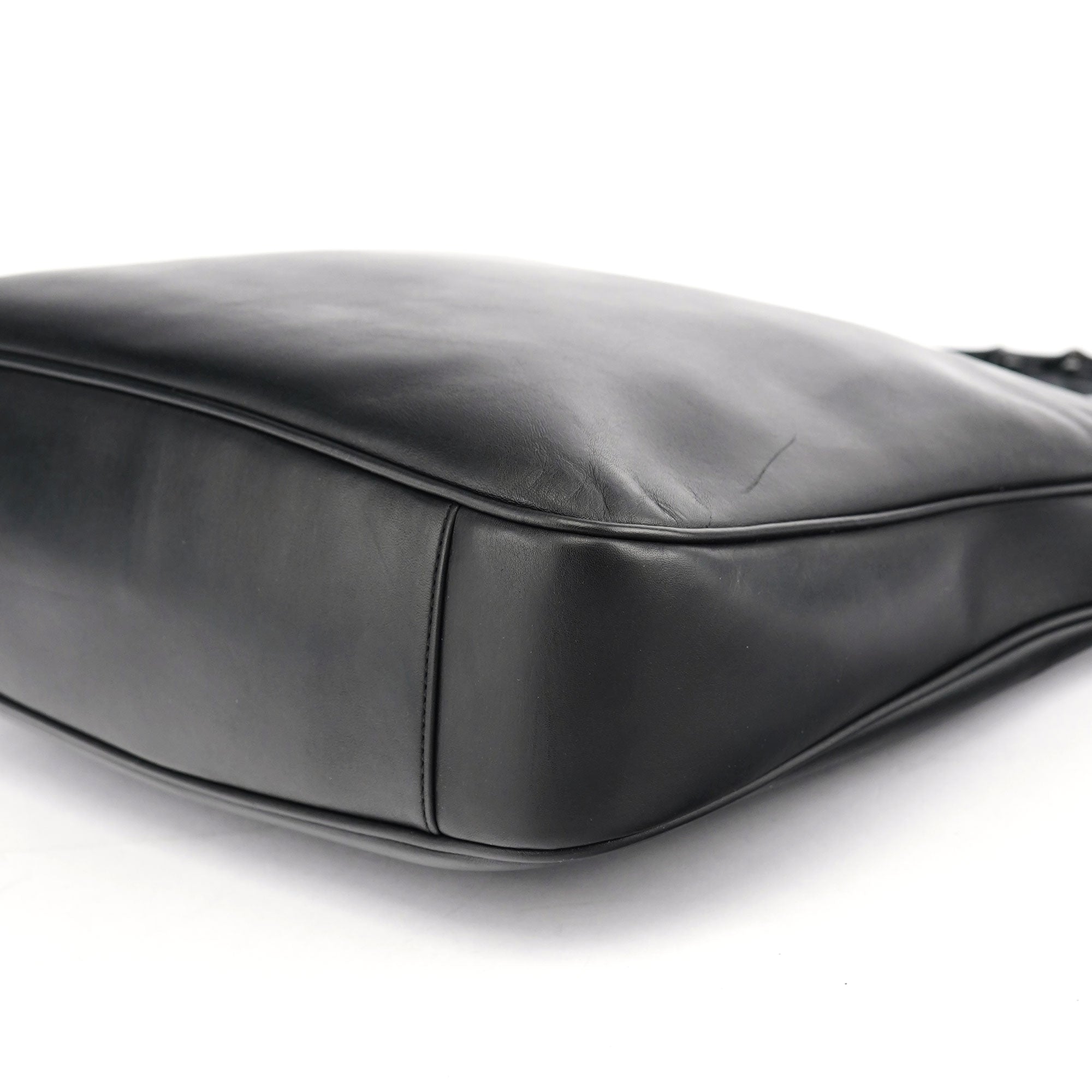 Gucci Black Leather Bamboo Shoulder Bag