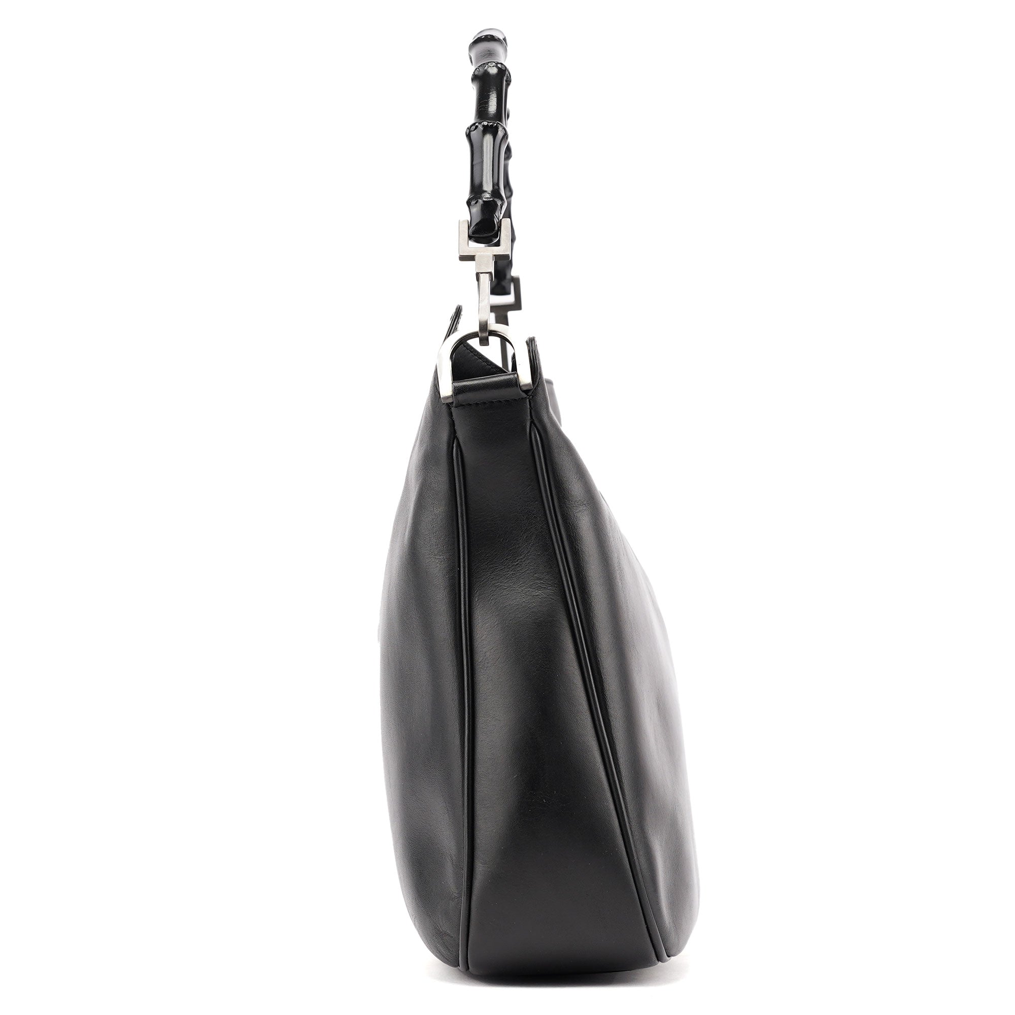 Gucci Black Leather Bamboo Shoulder Bag
