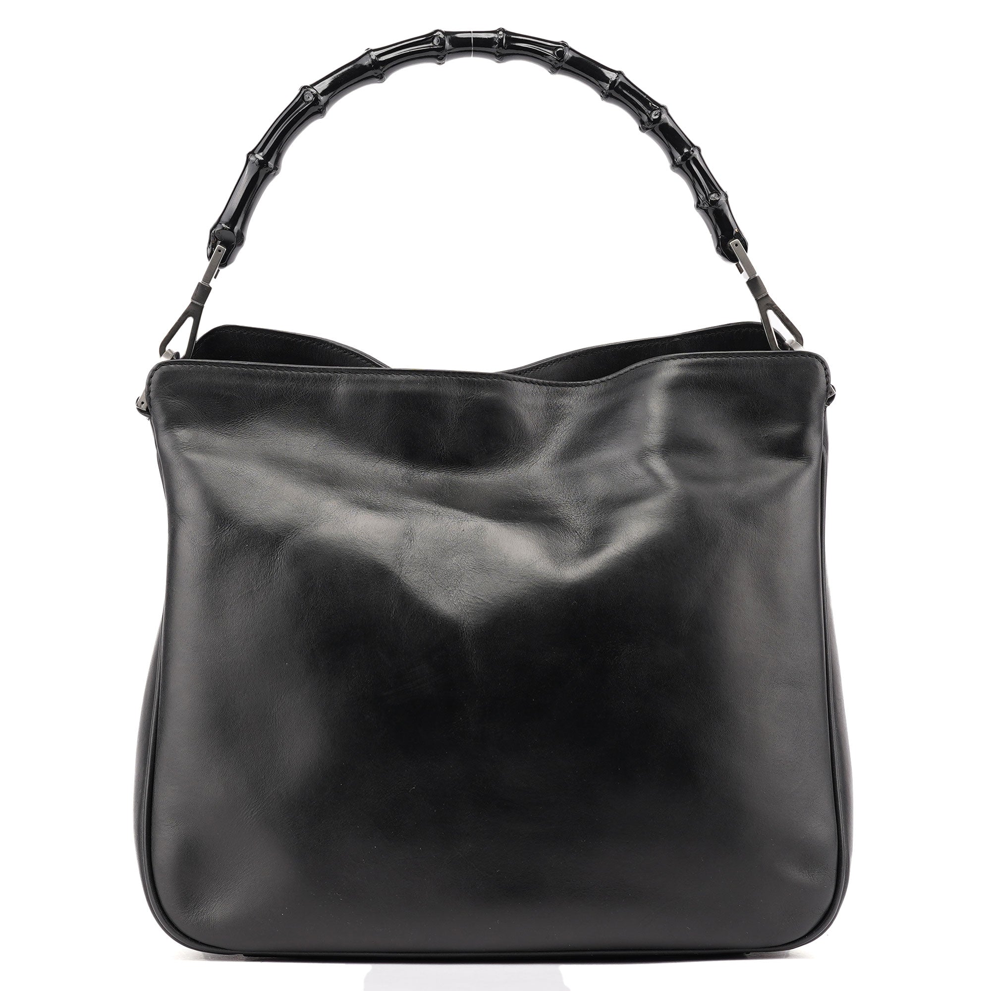 Gucci Black Leather Bamboo Shoulder Bag