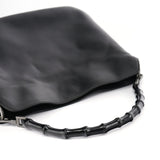 Gucci Black Leather Bamboo Shoulder Bag