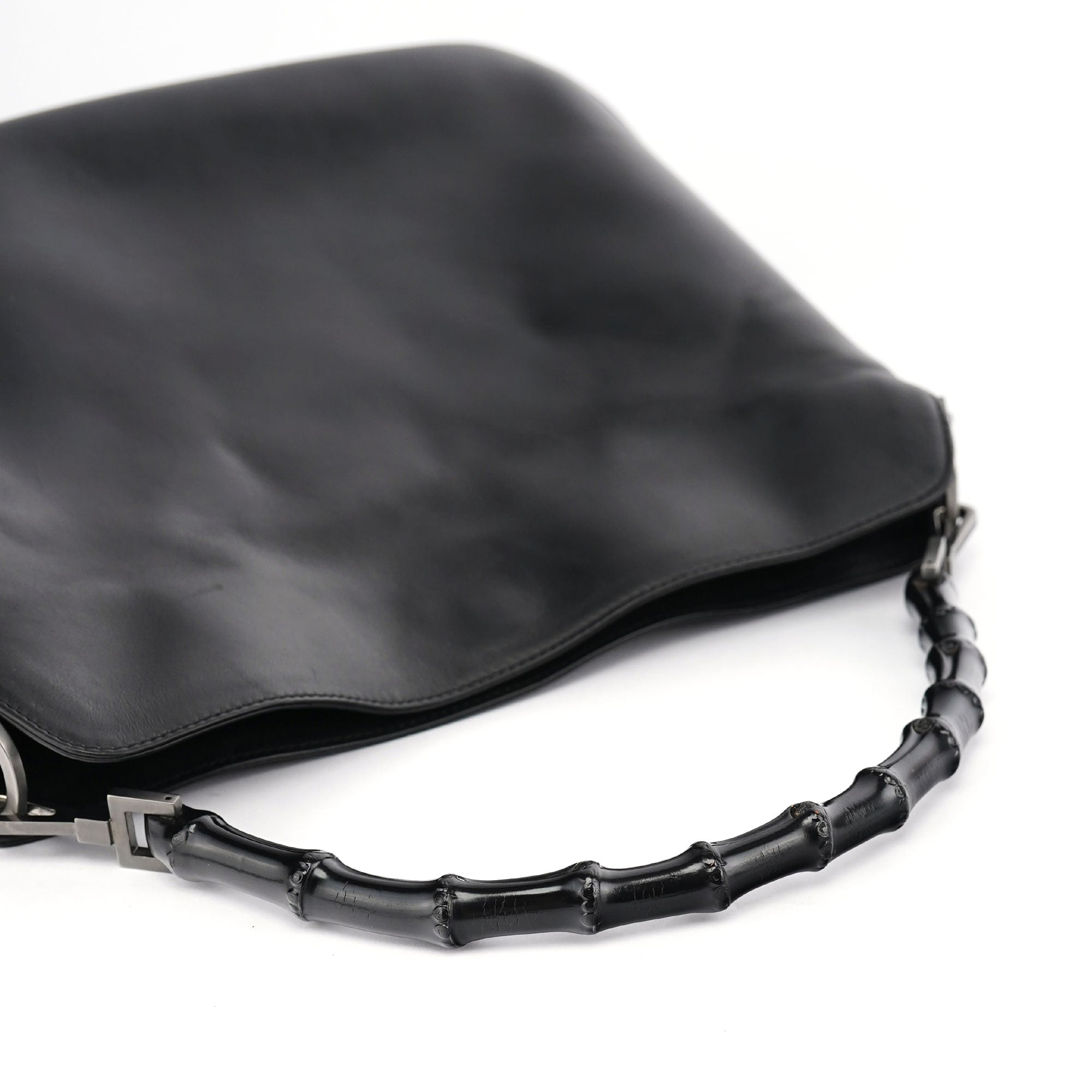 Gucci Black Leather Bamboo Shoulder Bag