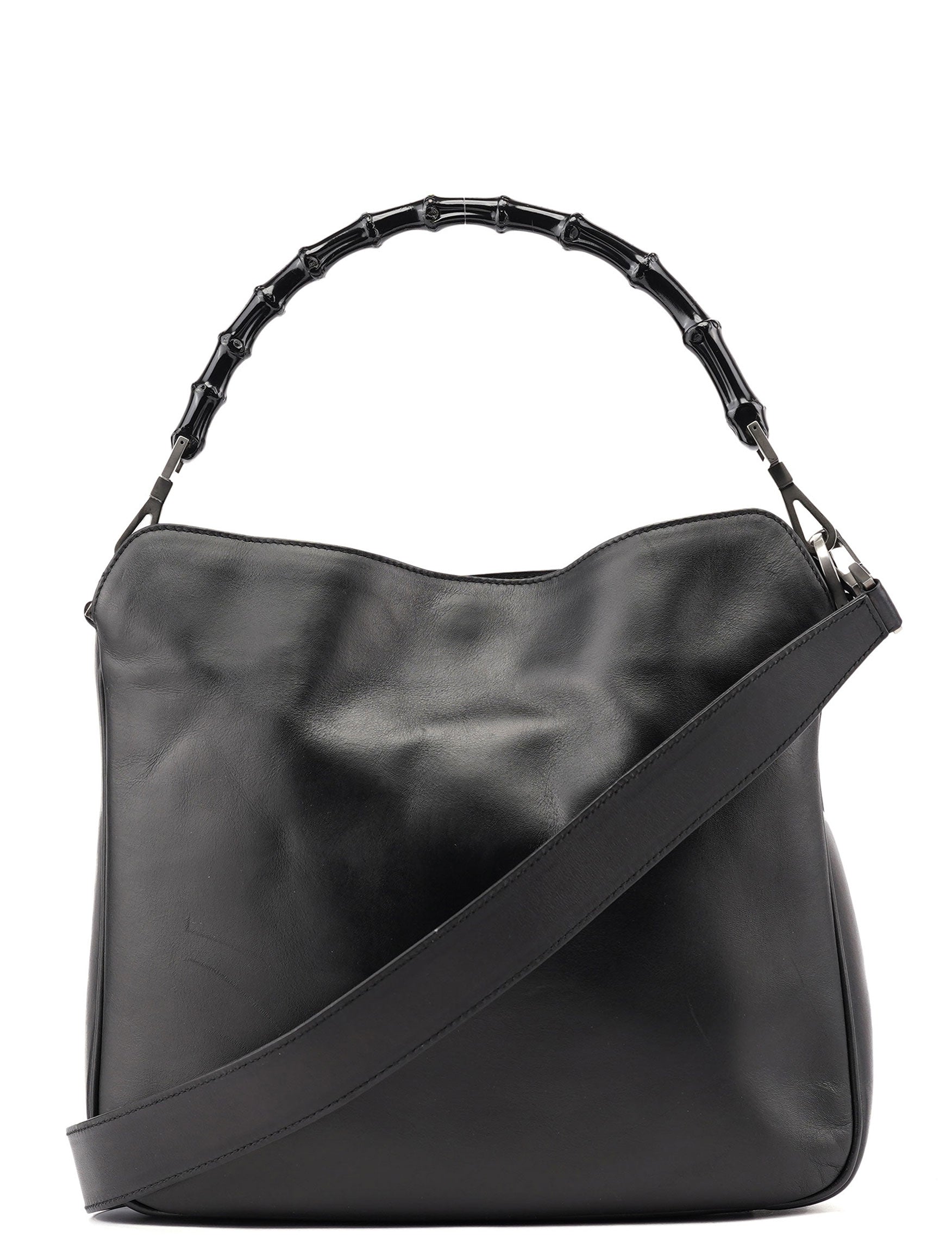 Gucci Black Leather Bamboo Shoulder Bag