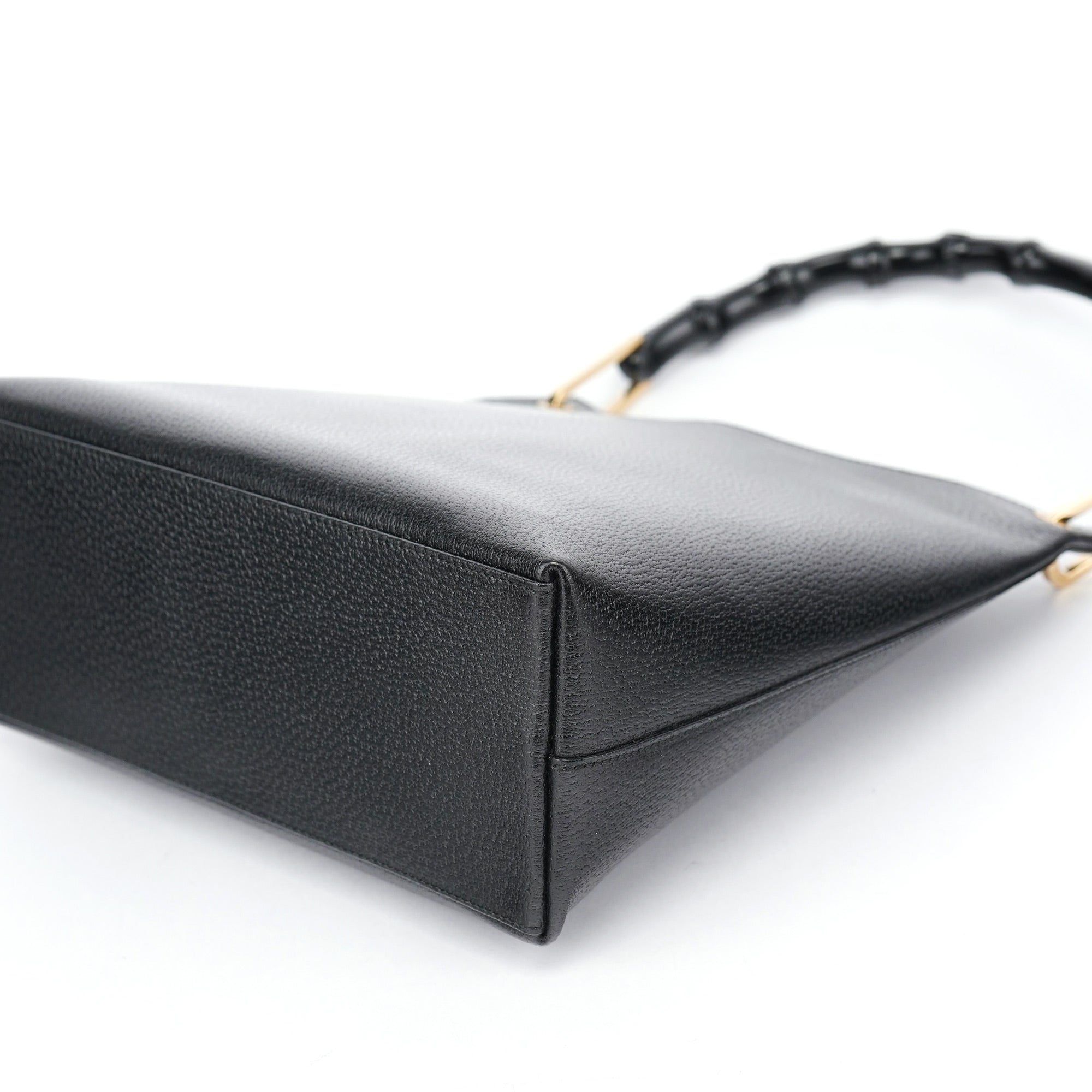Gucci Black Leather Bamboo Shoulder Bag