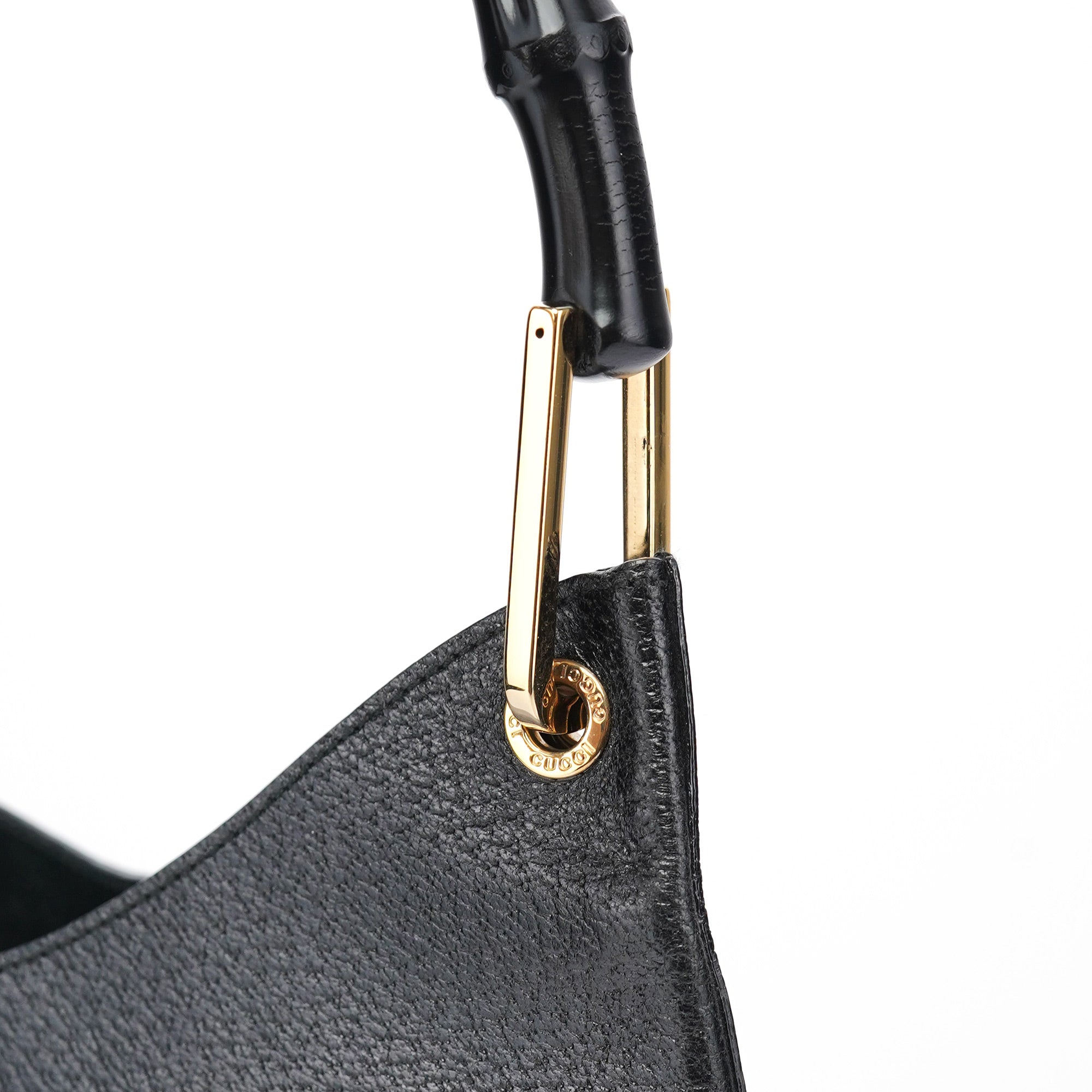 Gucci Black Leather Bamboo Shoulder Bag