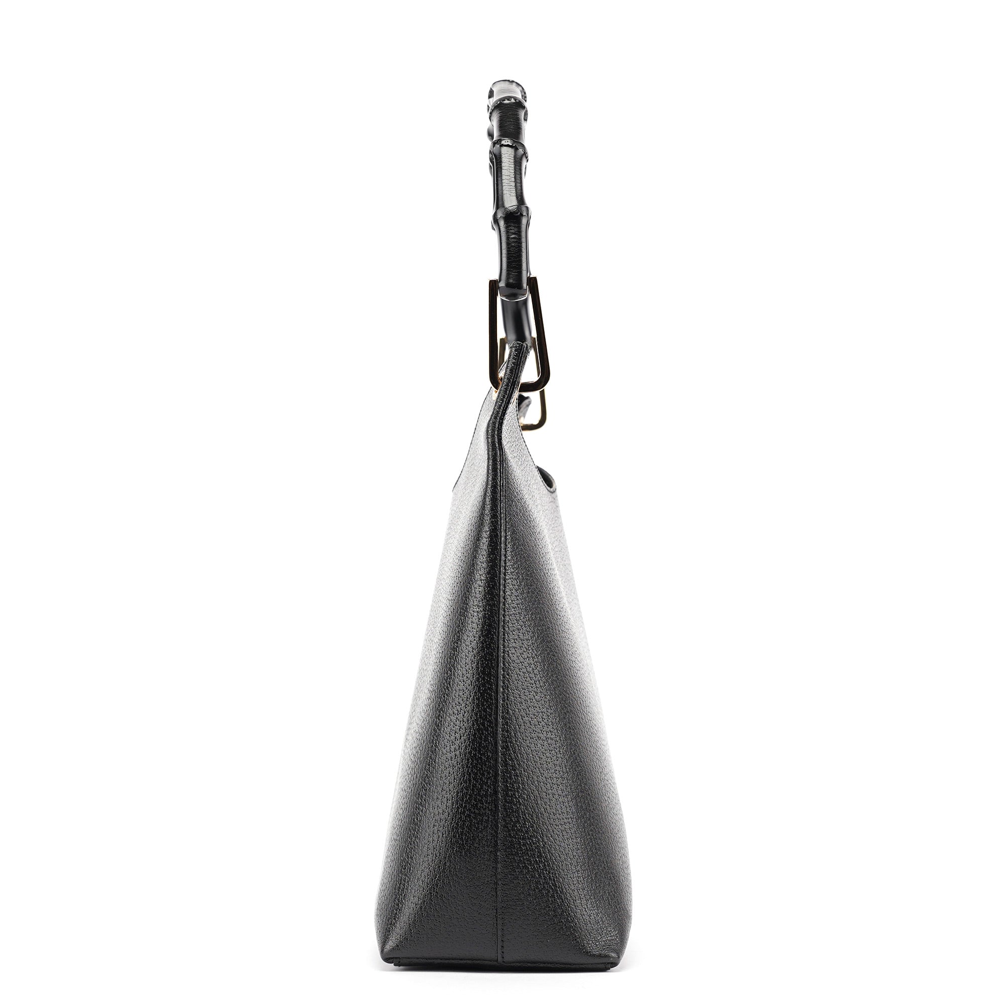 Gucci Black Leather Bamboo Shoulder Bag