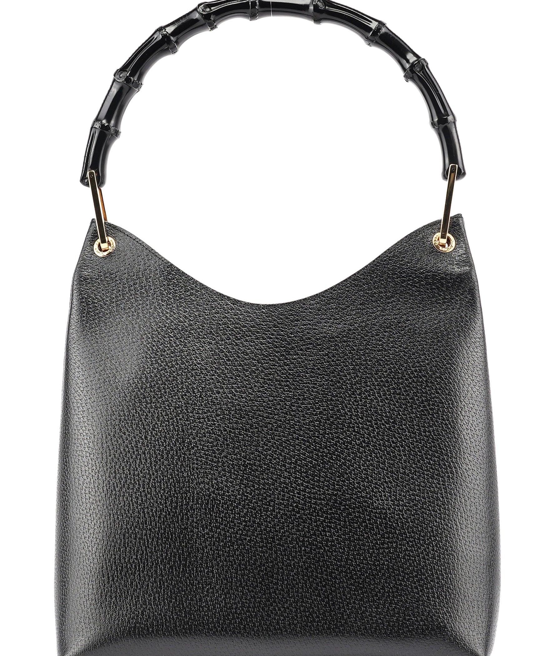 Gucci Black Leather Bamboo Shoulder Bag