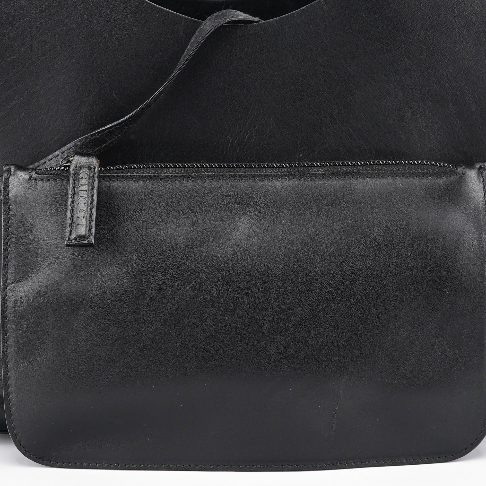 Gucci Black Leather Bamboo Shoulder Bag