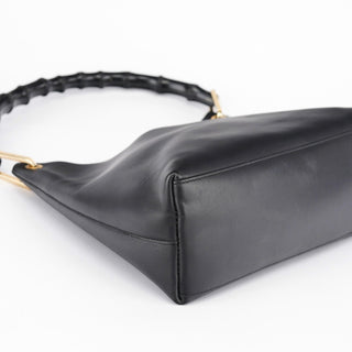 Gucci Black Leather Bamboo Shoulder Bag