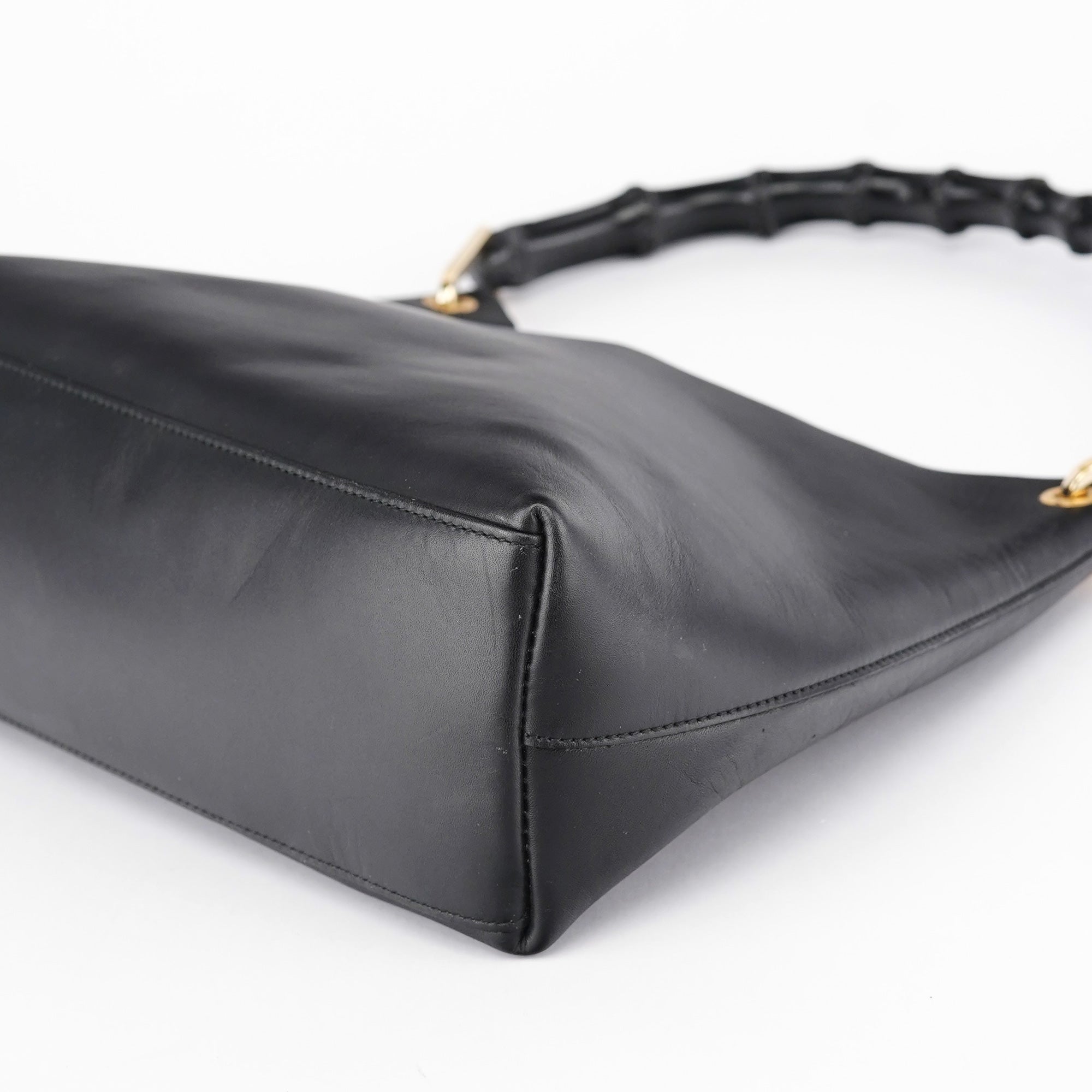 Gucci Black Leather Bamboo Shoulder Bag