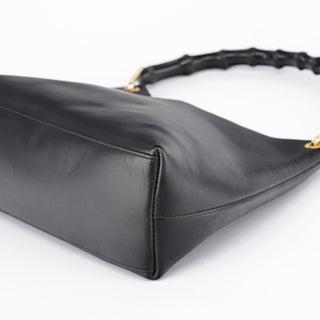Gucci Black Leather Bamboo Shoulder Bag