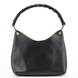 Gucci Black Leather Bamboo Shoulder Bag