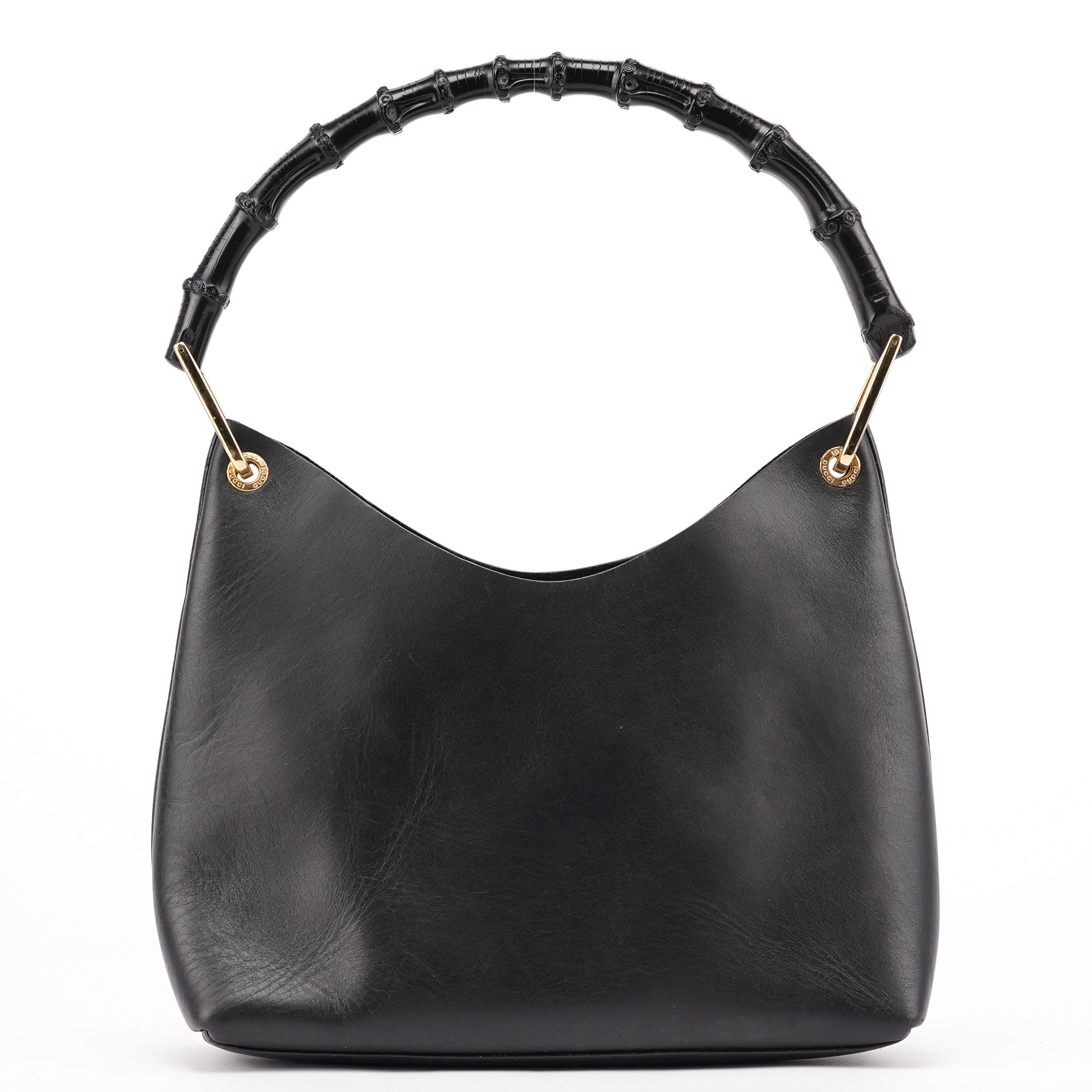 Gucci Black Leather Bamboo Shoulder Bag