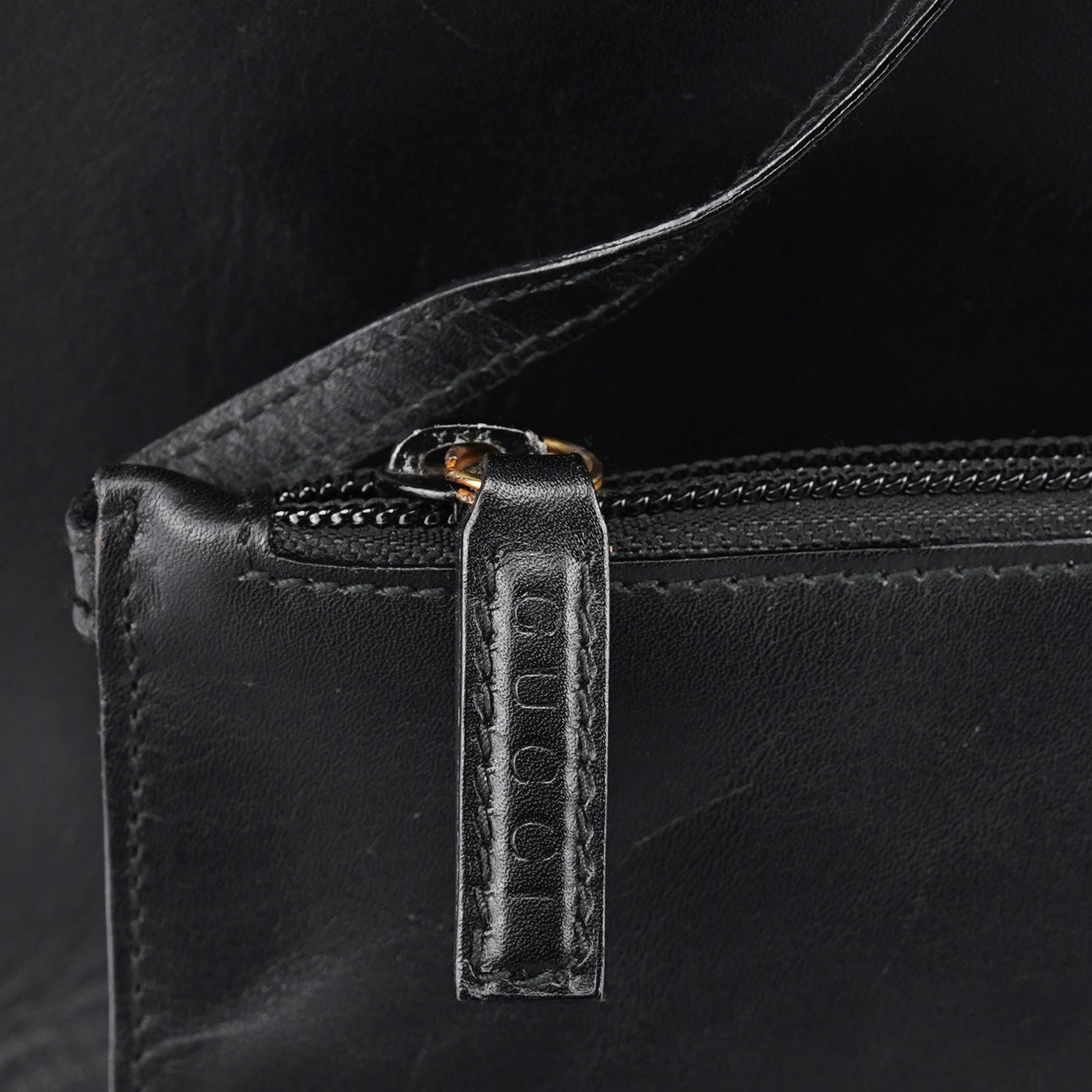 Gucci Black Leather Bamboo Shoulder Bag