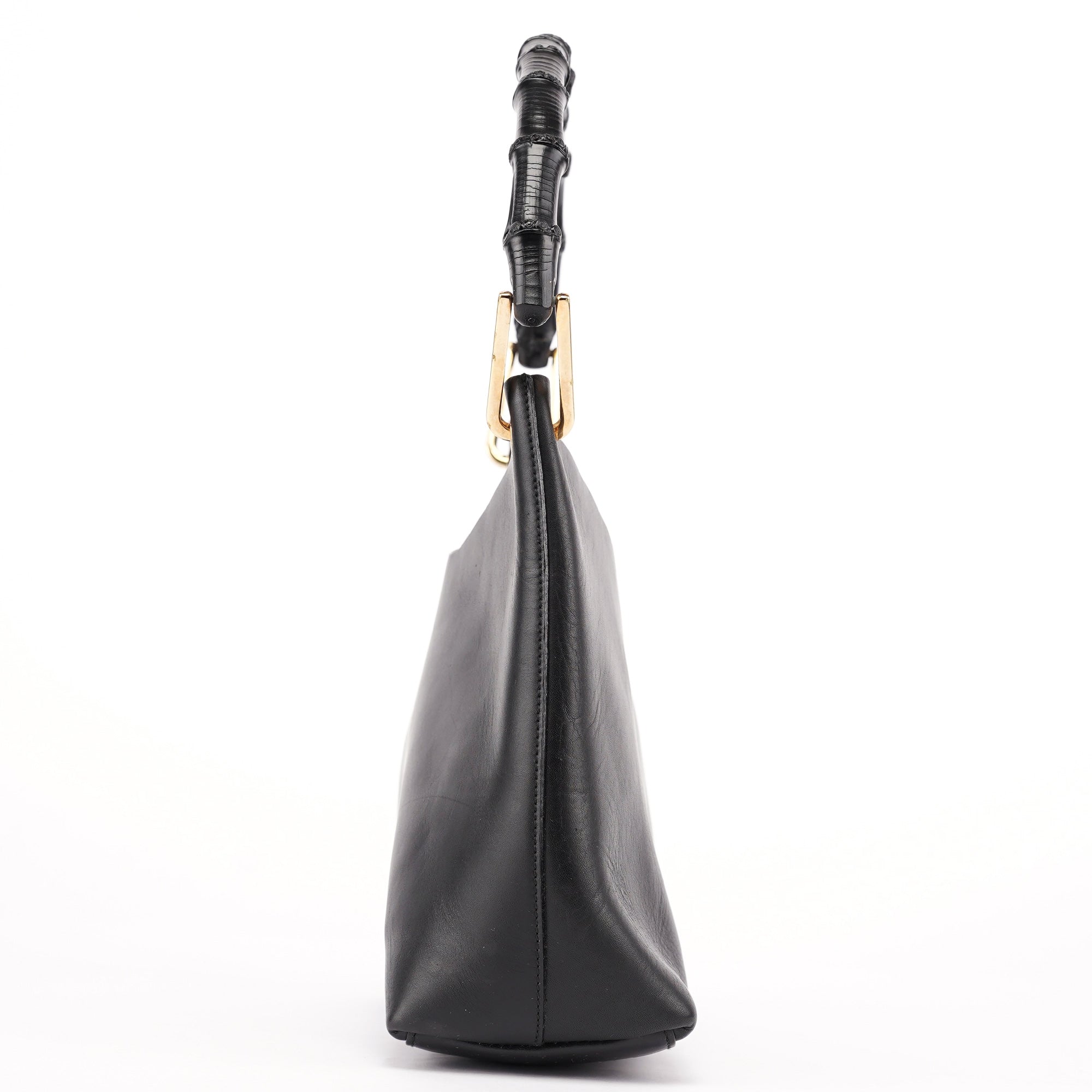 Gucci Black Leather Bamboo Shoulder Bag