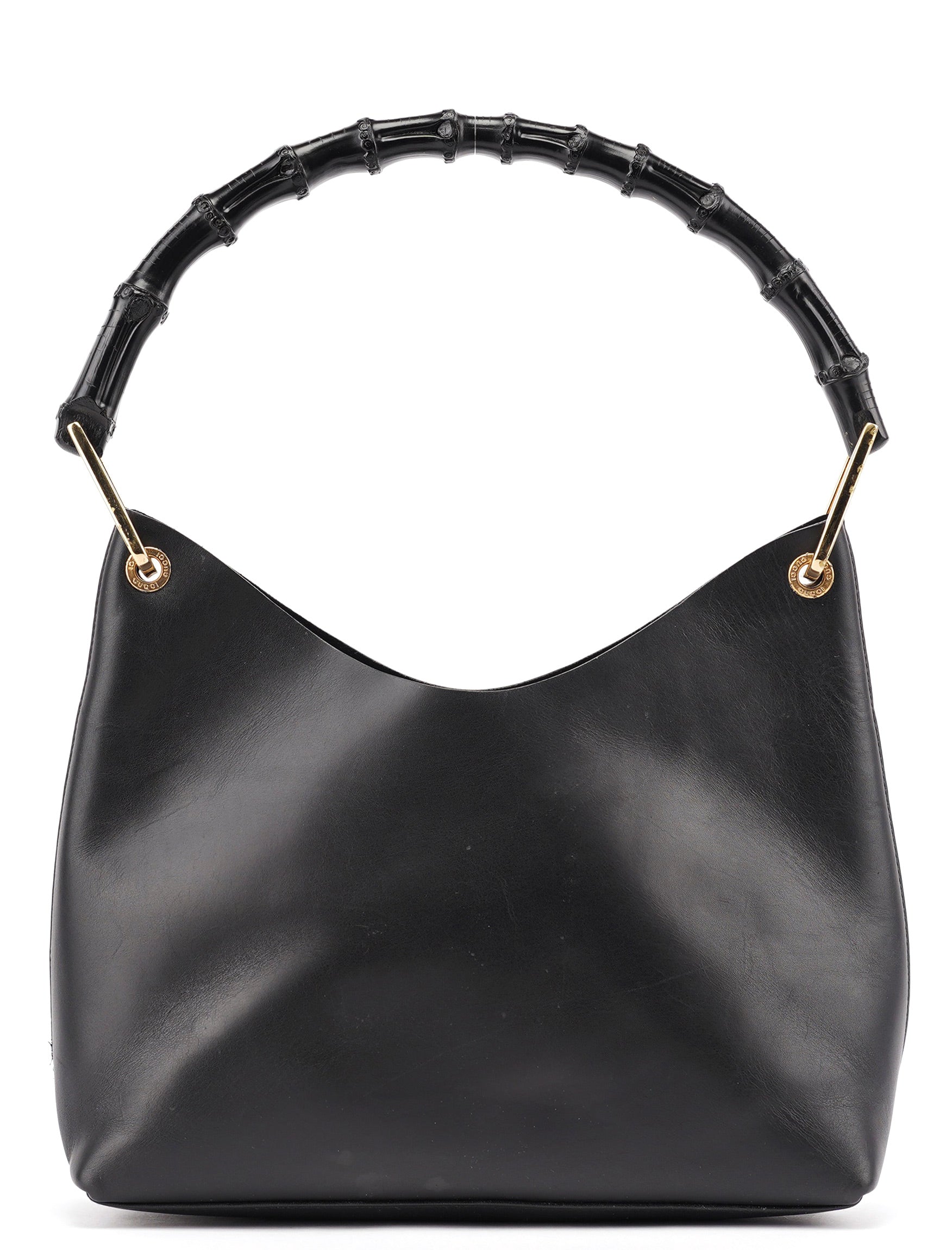 Gucci Black Leather Bamboo Shoulder Bag
