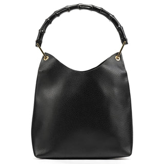 Gucci Black Leather Bamboo Shoulder Bag