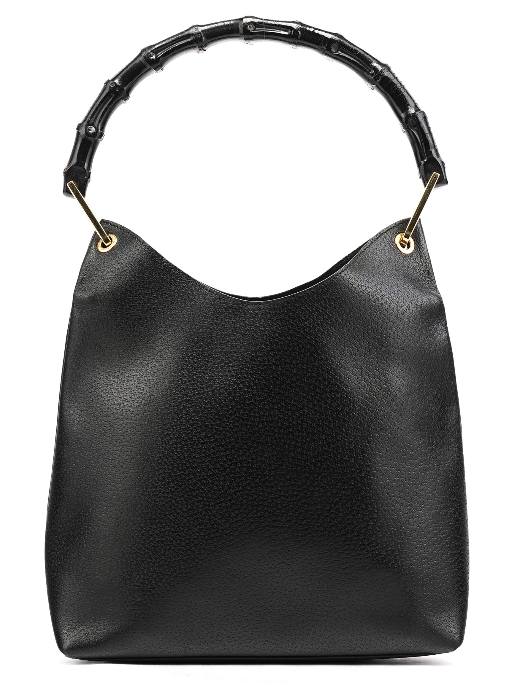 Gucci Bamboo Schultertasche aus schwarzem Leder