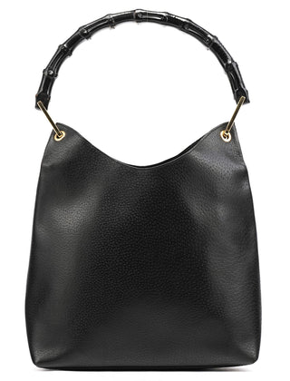 Gucci Black Leather Bamboo Shoulder Bag