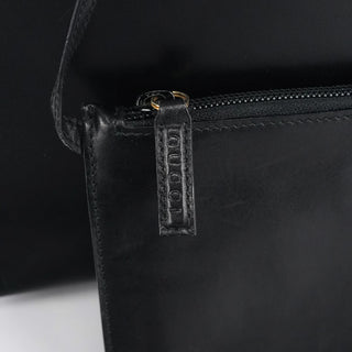 Gucci Black Leather Bamboo Shoulder Bag