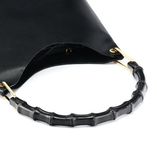 Gucci Black Leather Bamboo Shoulder Bag