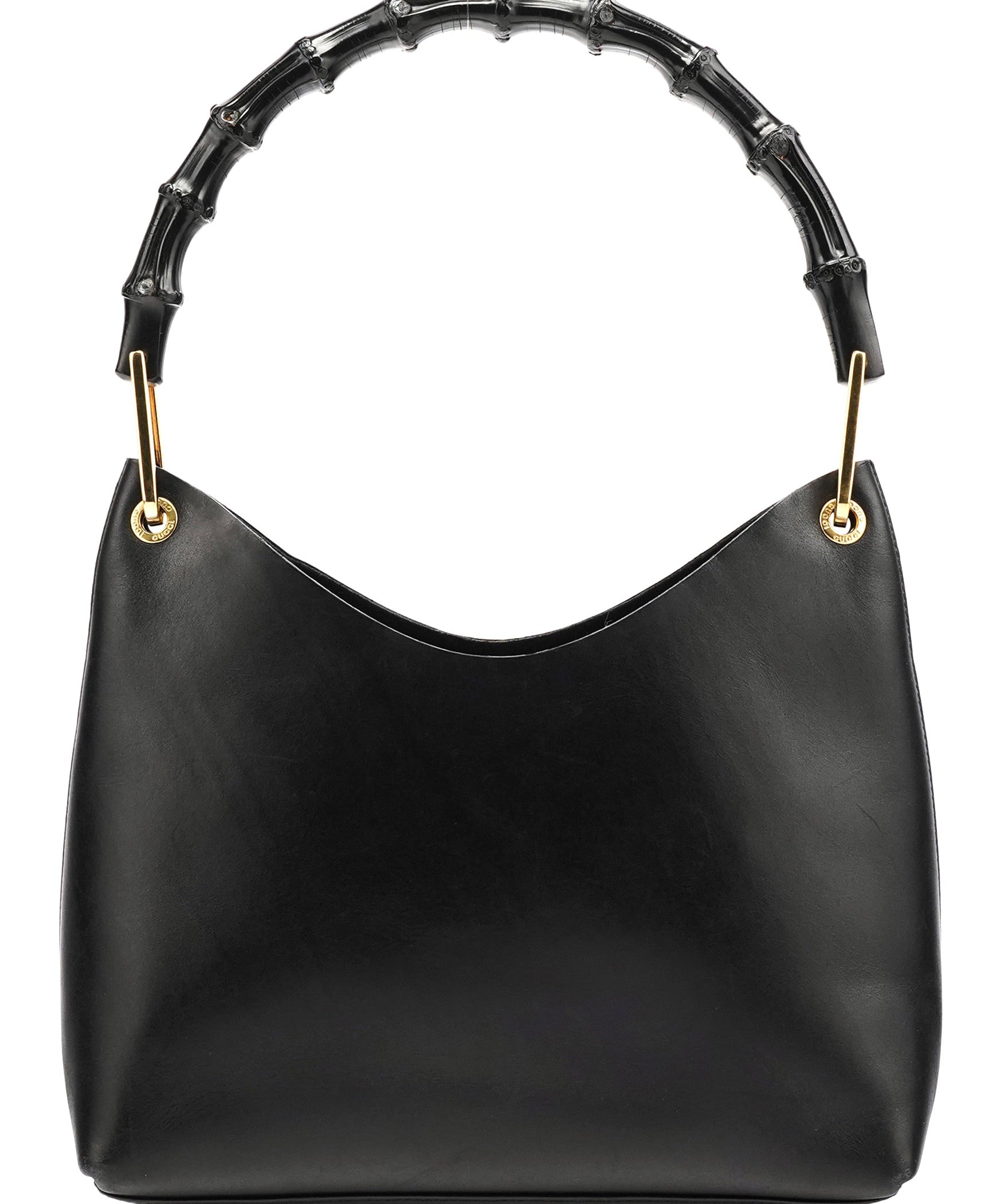 Gucci Black Leather Bamboo Shoulder Bag