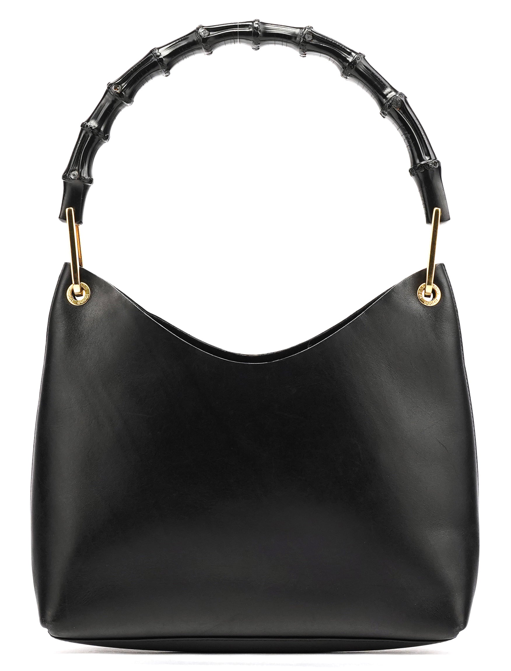 Gucci Bamboo Schultertasche aus schwarzem Leder