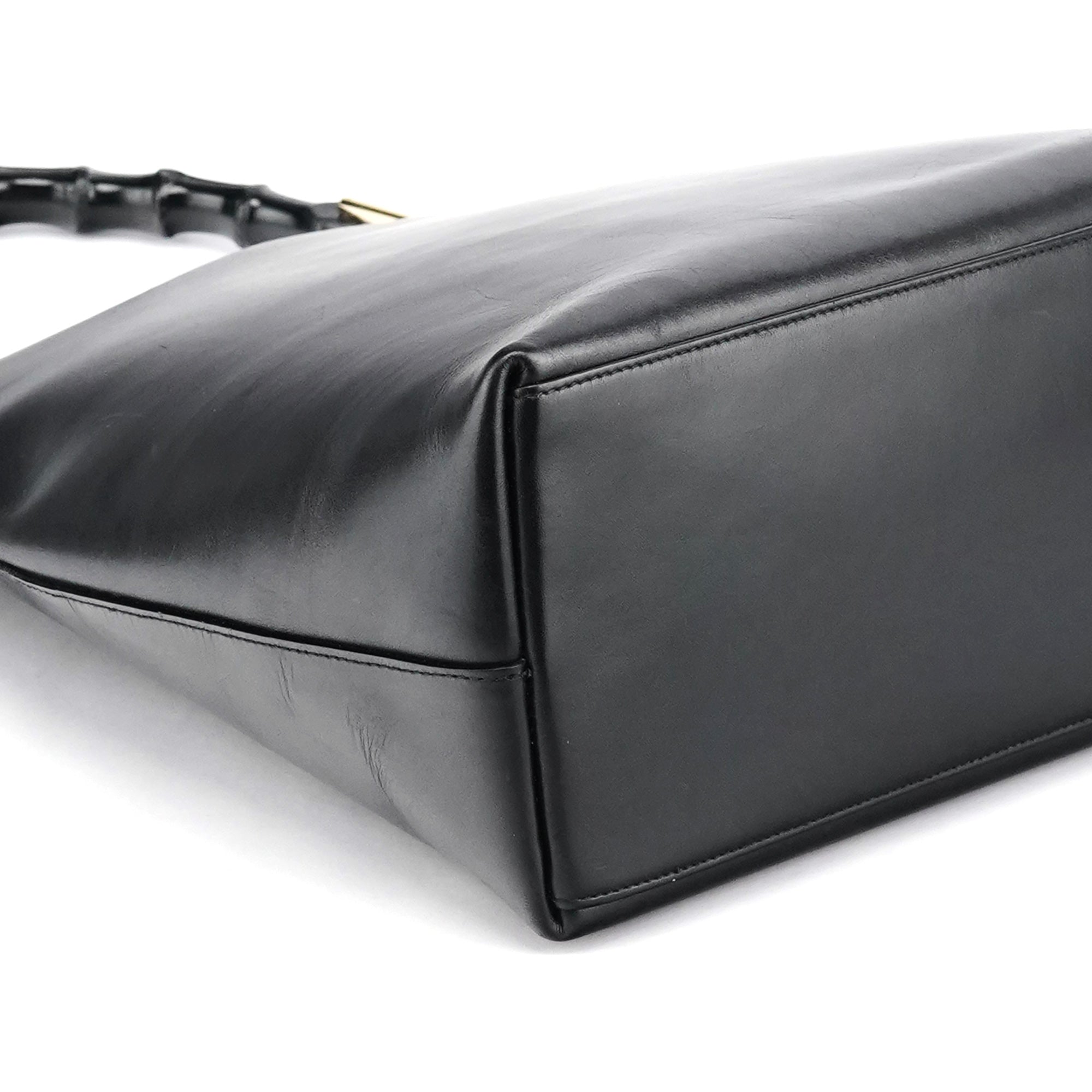 Gucci Black Leather Bamboo Shoulder Bag
