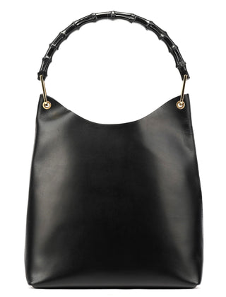 Gucci Black Leather Bamboo Shoulder Bag
