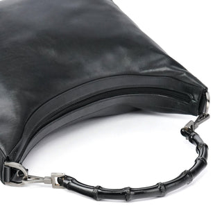 Gucci Black Leather Bamboo Shoulder Bag