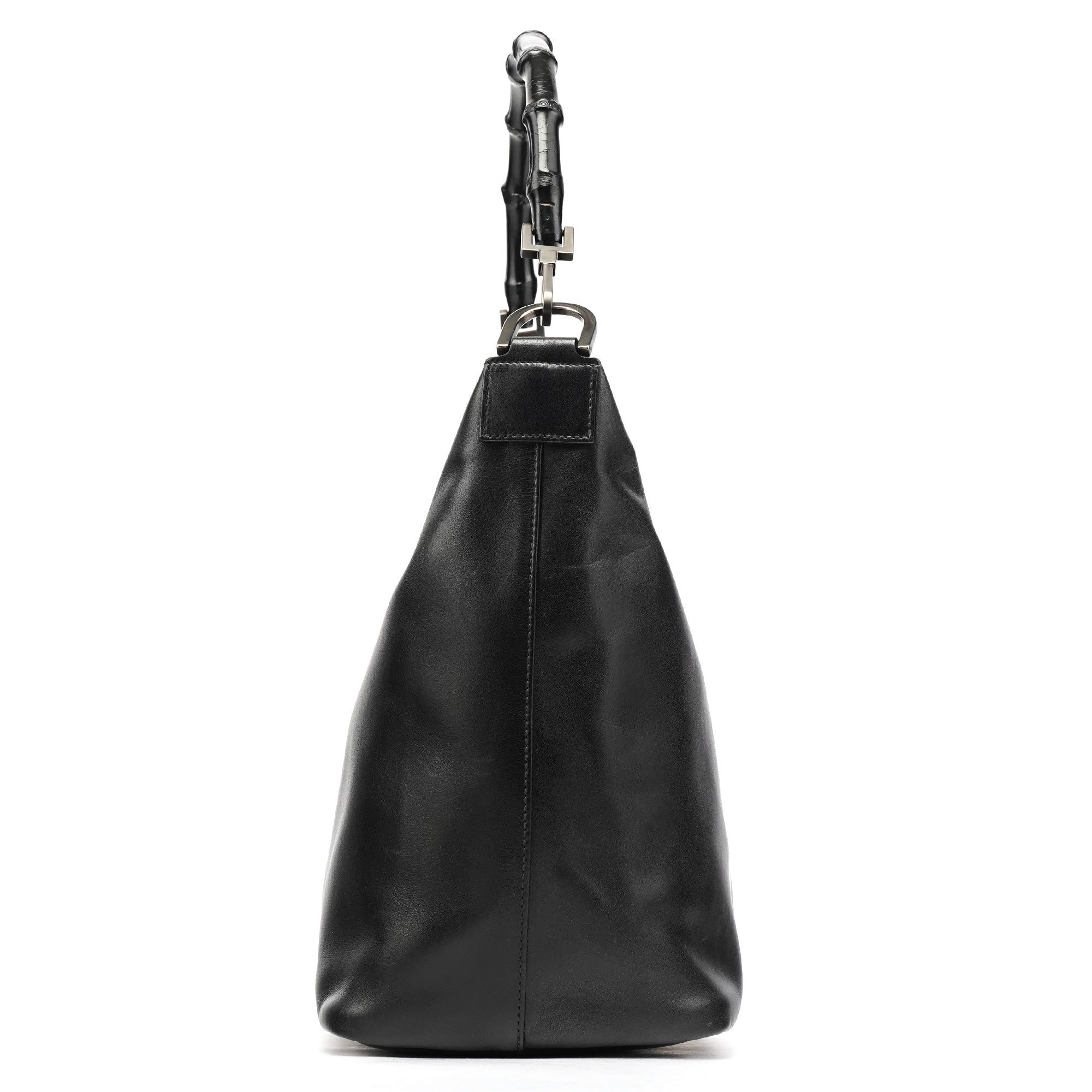 Gucci Black Leather Bamboo Shoulder Bag