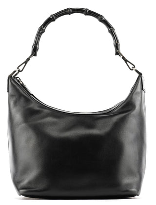 Gucci Black Leather Bamboo Shoulder Bag
