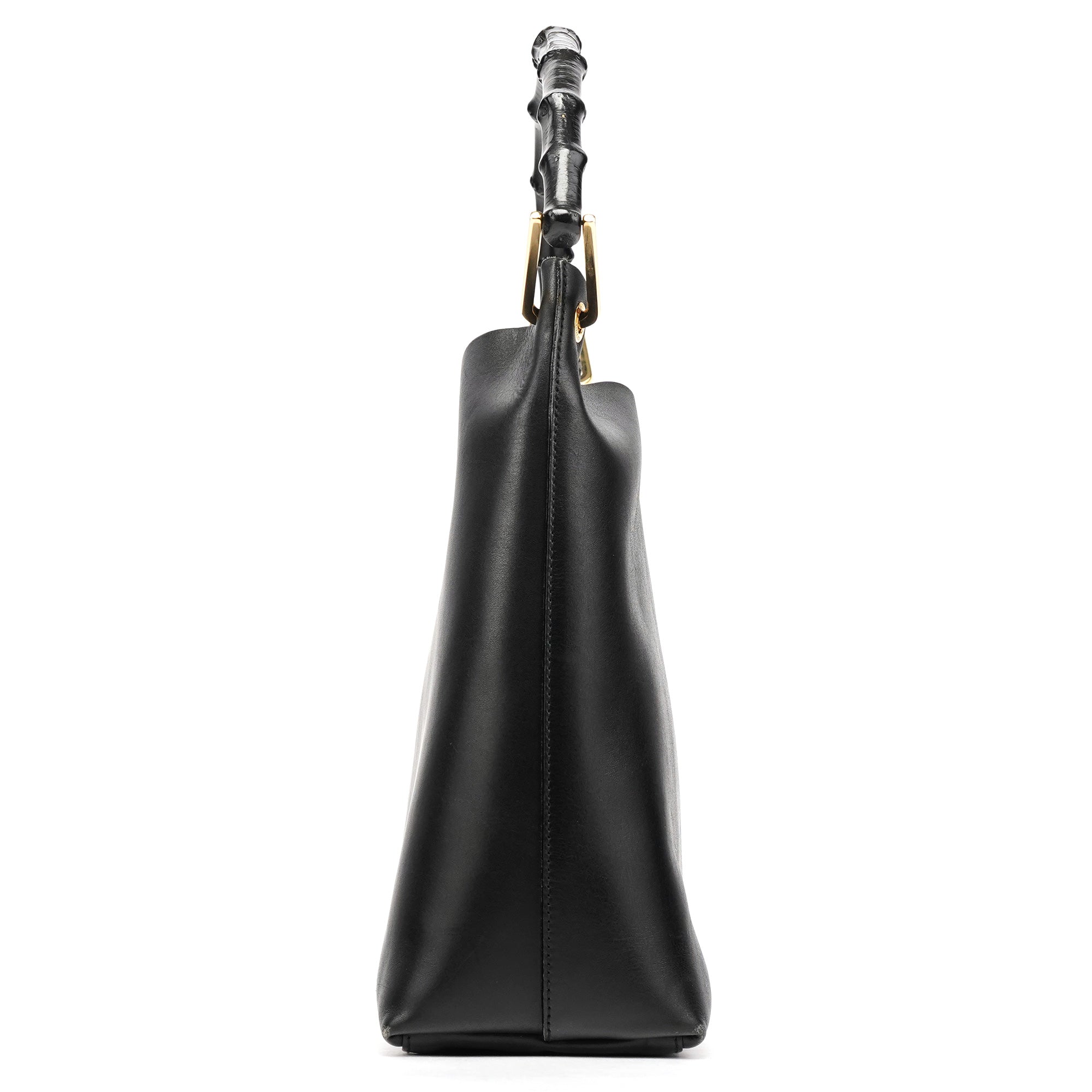 Gucci Black Leather Bamboo Shoulder Bag